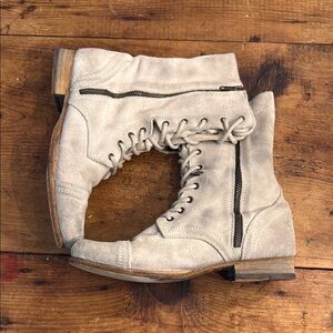 All Saints Beige Lace-Up Combat Boots